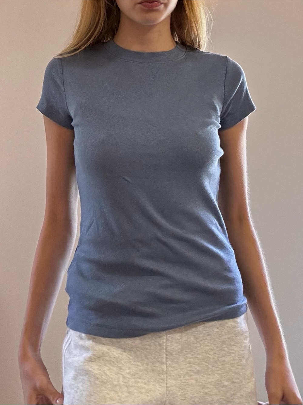 A New Day Ribbed Blue Tee